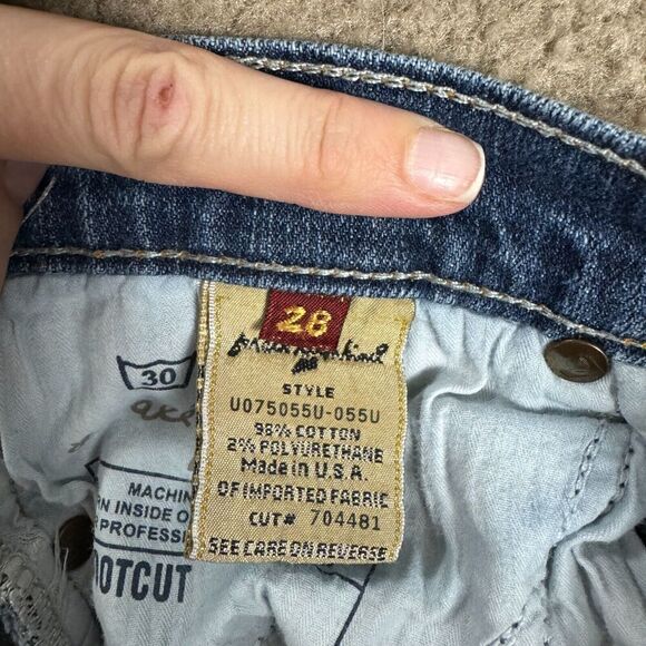 VTG 7 For All Mankind Bootcut Jeans Womens 28 Blue Denim Low Rise Embellished - Picture 11 of 13